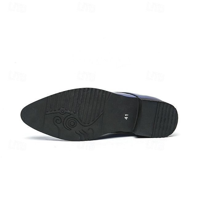 Formal for Green Leather Patent Shoes Glossy Men Lace-Up –