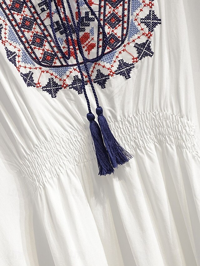 Women's Blouse Lace Embroidered Solid Color Bohemia