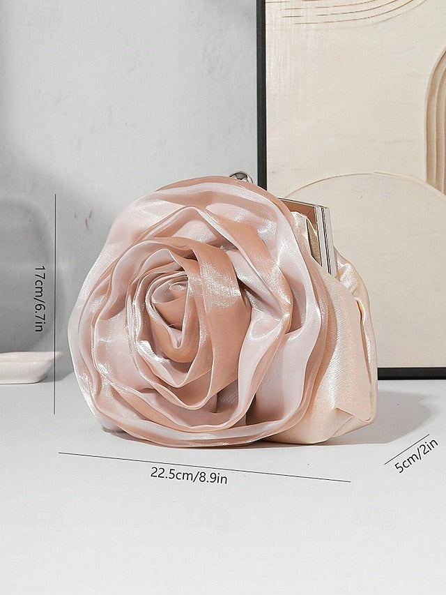 – Flower Satin Purse Elegant Women's Clutch Rose Evening