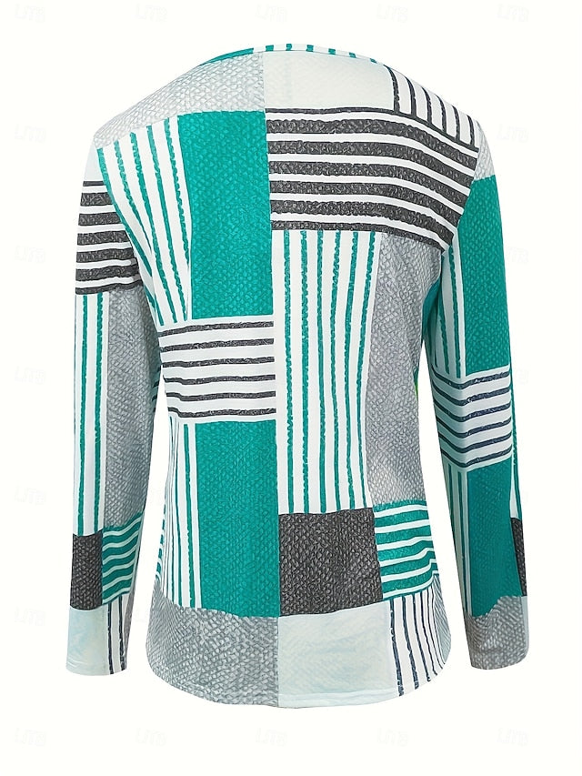 Women's T Shirt Zipper Print Graphic Geometric Vintage