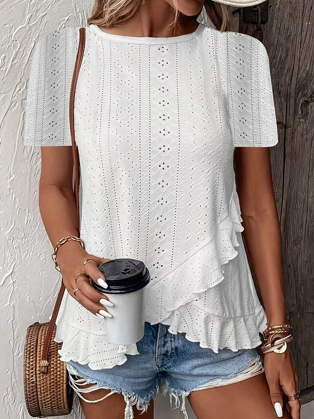 Women's T Shirt Tee Top Embroidered Plain Fashion Stylish