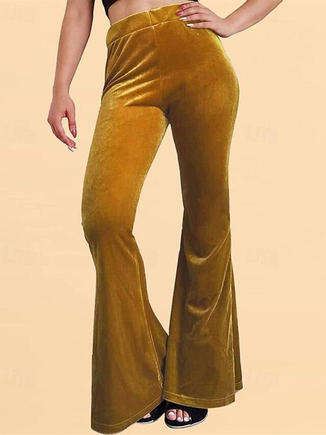 Women's Corduroy Pants Bell Bottom Streetwear Casual Full