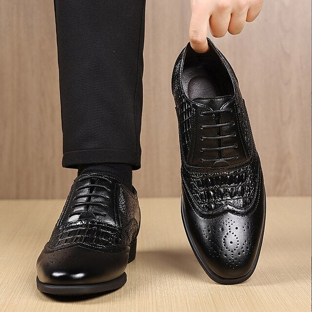 Pattern – Men's Shoes Faux Brown Oxford Leather Crocodile