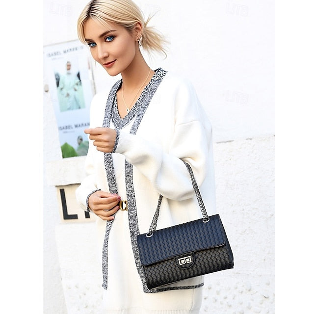 Handbag Set Brown Leather Women's Woven – 3-Piece Faux