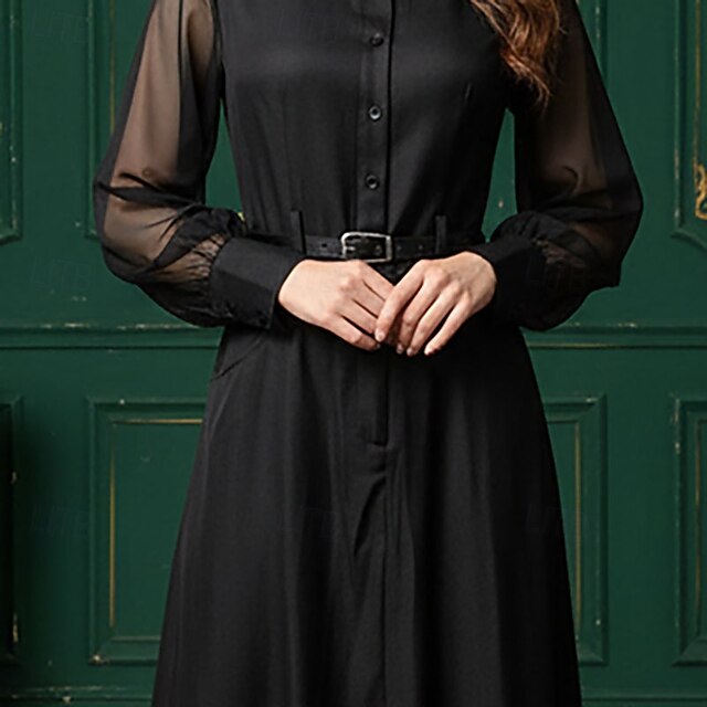 Women's Midi Dress Shirt Dress Elegant Vintage Fashion