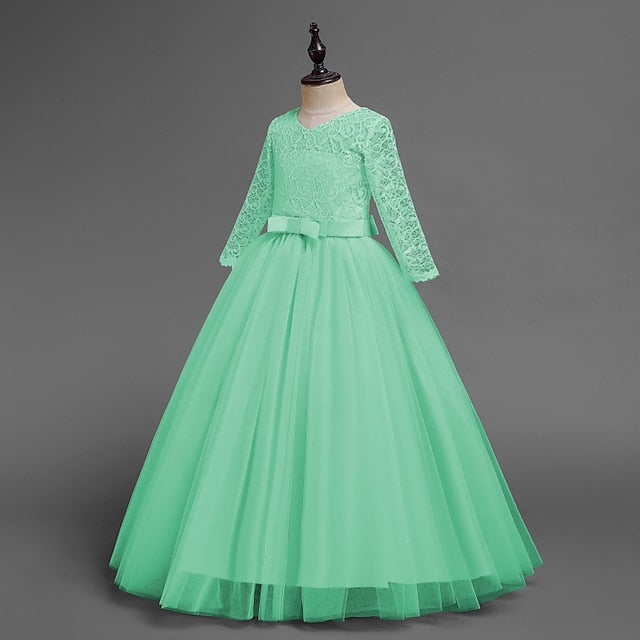 Half Flower Girls' Kids Girl Sleeve Dress Wedding