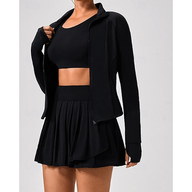 Women's Solid Colored Tennis Set Casual Skirt Tennis Skirts