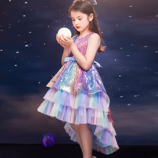Sleeveless Dress Sequin Kids Wedding Party colour Girls'