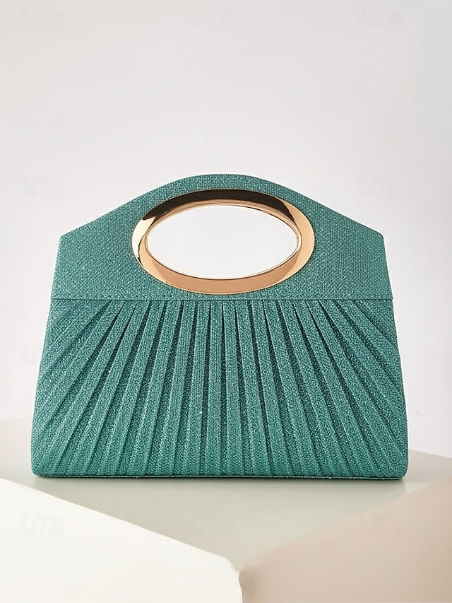 Evening Clutch Handle Bag with Gold Women's Glitter