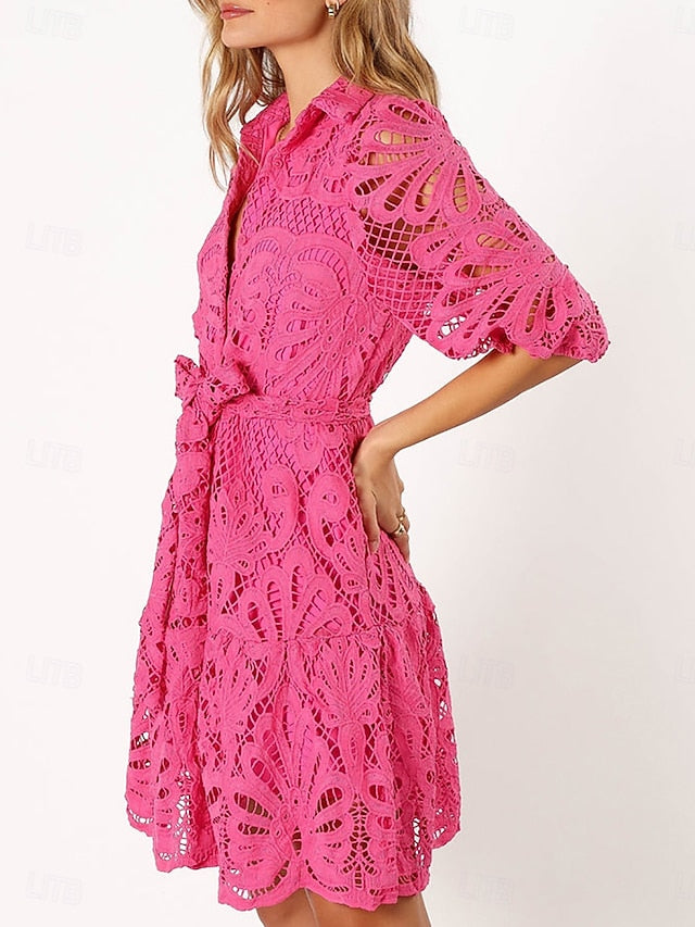 Women's Midi Dress Black Dress Lace Dress Cocktail Dress