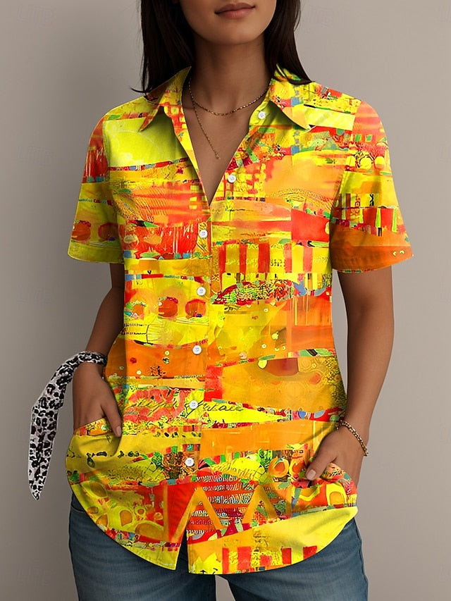 Women's Shirt Long Sleeve Button Down Blouse Graphic