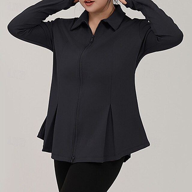 Women's Yoga Jacket Workout Outfits Lapel Lightweight Full