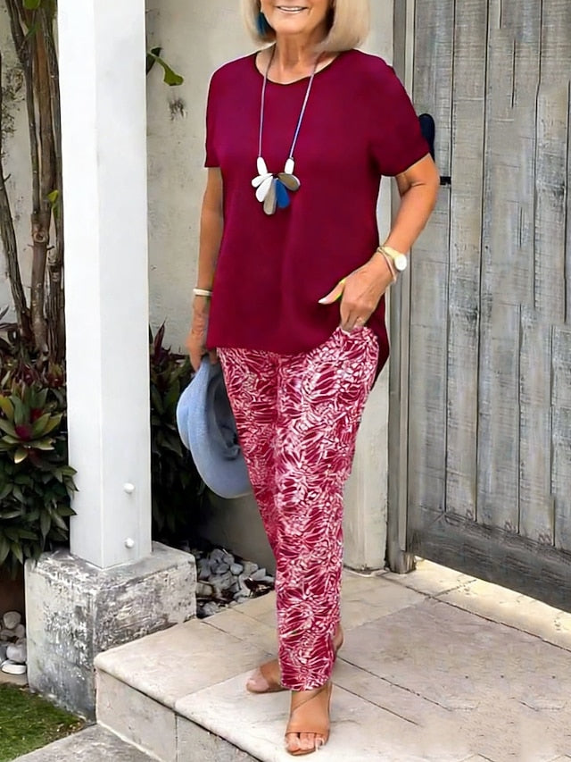 Women's Two Piece Sets Pants Sets Bolero Top Short Sleeve