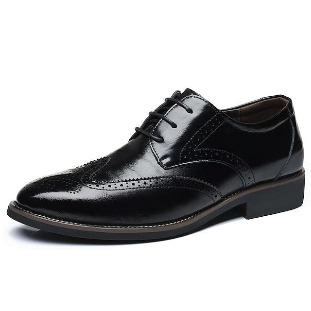 Oxford Leather Blue Shoes Faux Brogue Men's Classic with