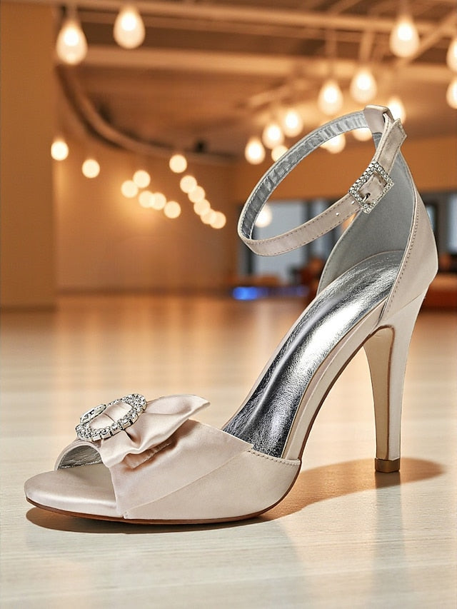 Women's Sandals Purple Rhinestone with Heel High Satin