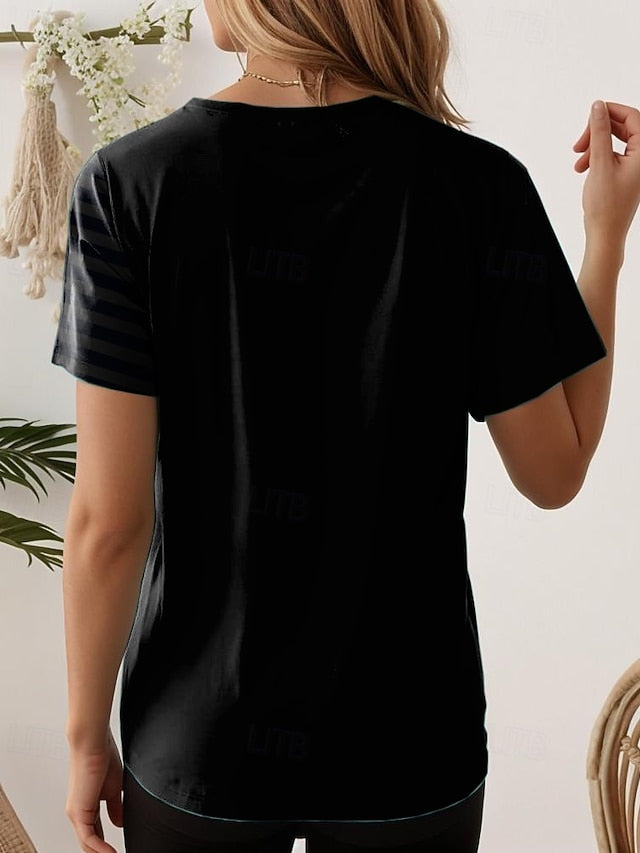 Women's T Shirt Print Graphic Letter Stylish Casual Short