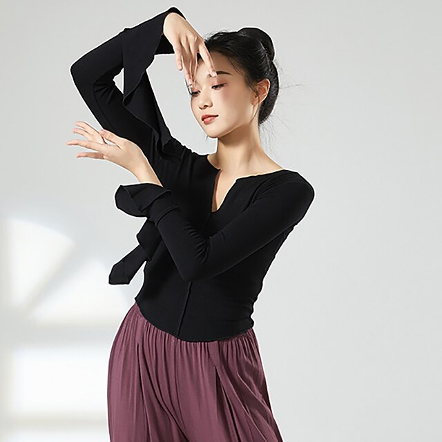 Activewear Top Pure Color Splicing Women's Performance