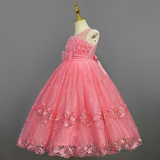 Girl Dress Girls' Flower Colored Solid Kids