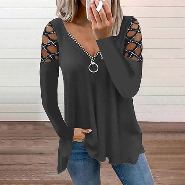 Women's Burgundy Tee Blouse Cut Out Flowing tunic Quarter