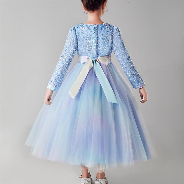 Flower Color Solid Girl Kids Girls' Party Dress