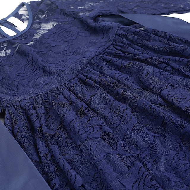 Colored Girl Kids Solid Dress Girls' Flower Long