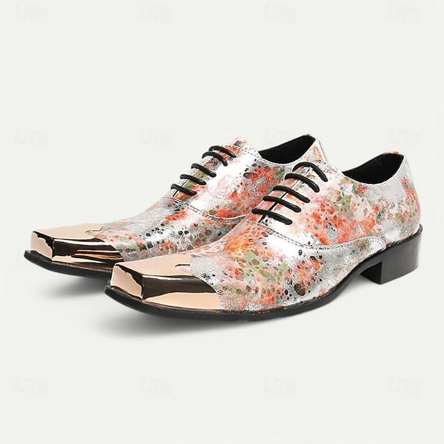 Floral Shoes Patent Printed Leather – Men's Oxford