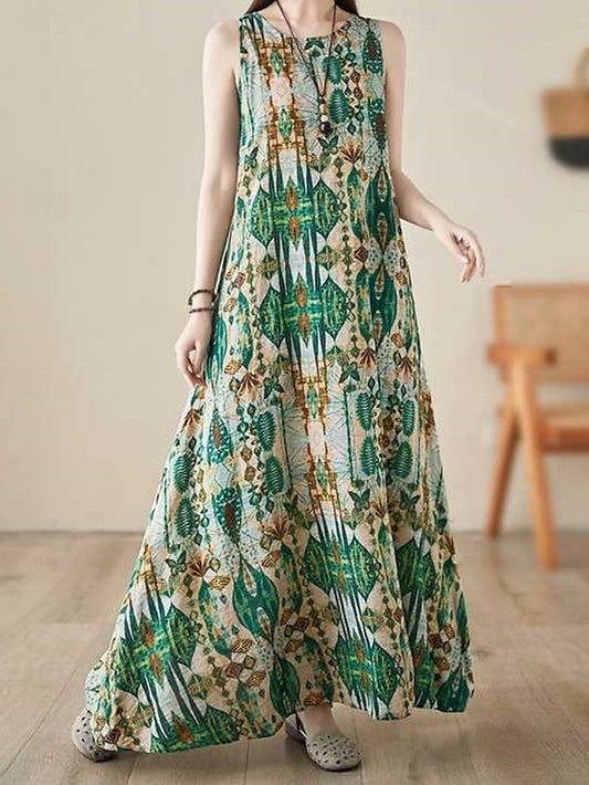 Women's Maxi Dress Cotton Blend Casual Dress Boho Chic