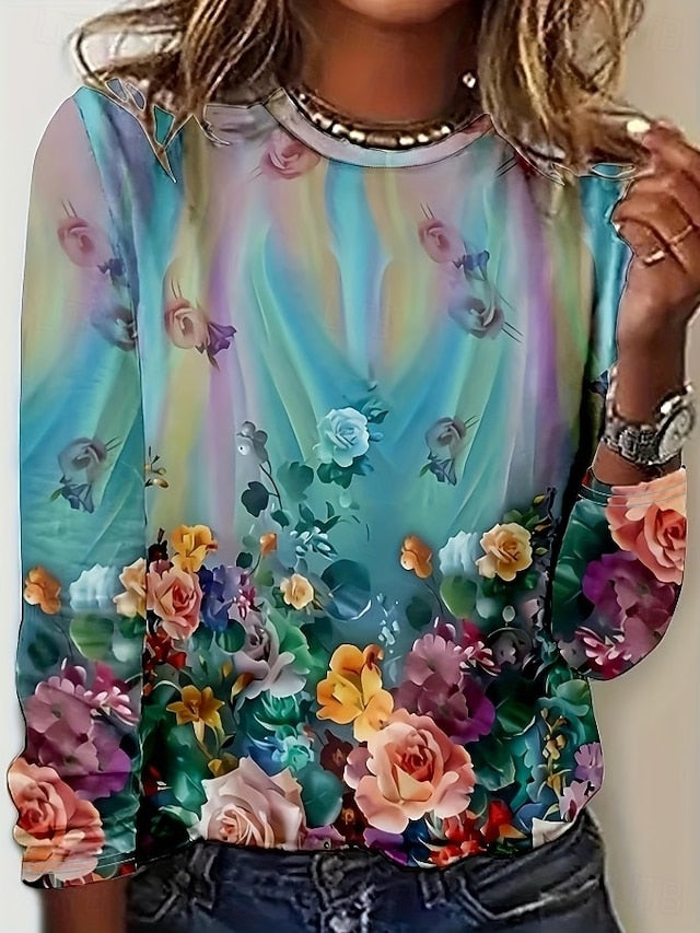 Women's T Shirt Print Floral Graphic Plants Bohemia Vintage