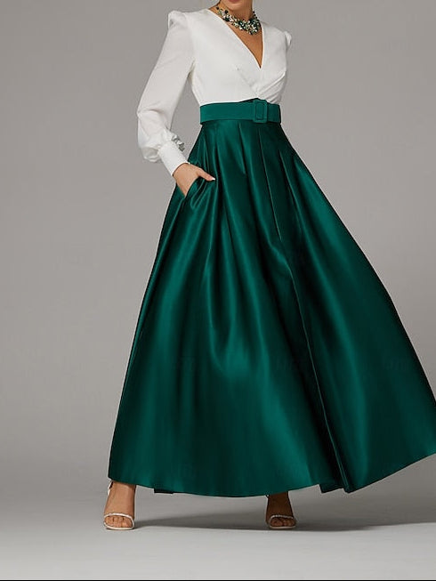 High Evening Wedding Guest Floor Formal A-Line Dress Split Gown