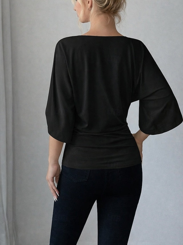 Women's Plus Size Tee Top Asymmetrical Solid Color Elegant