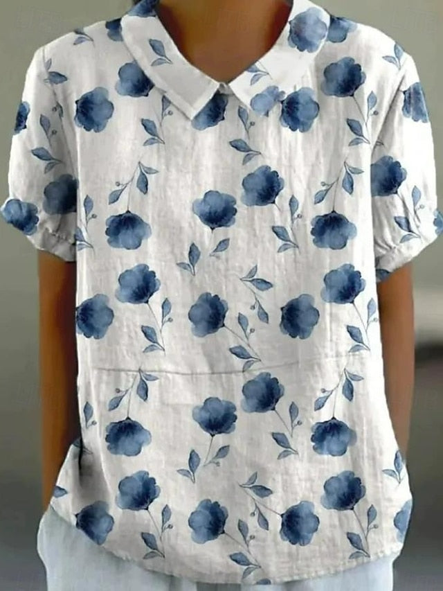 Women's Blouse Floral Elegant Daily Stylish Short Sleeve