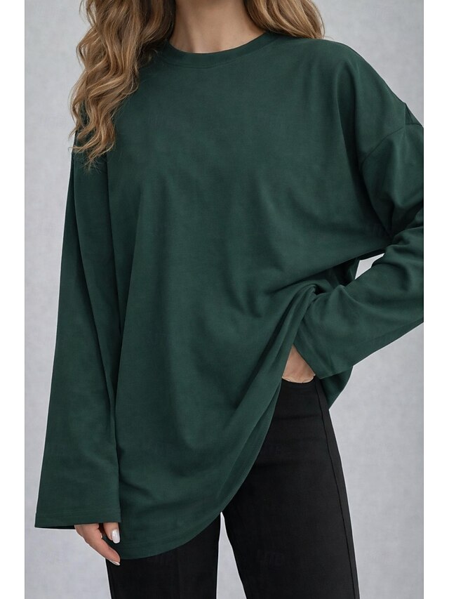 Women's Tee 100% Cotton Solid Color Stylish Classic Casual