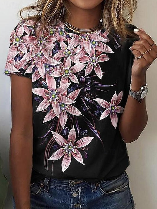 Women's T Shirt Floral Graphic Plants Vintage Stylish