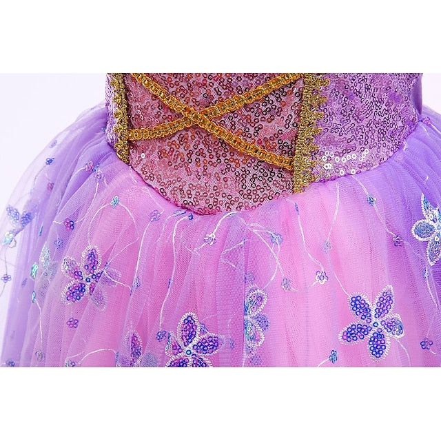 Dress Princess Cosplay Flower Cloak Rapunzel Girl