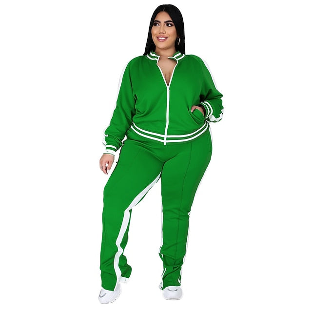 Women's Tracksuit Sweatsuit Drawstring 2 Piece Striped