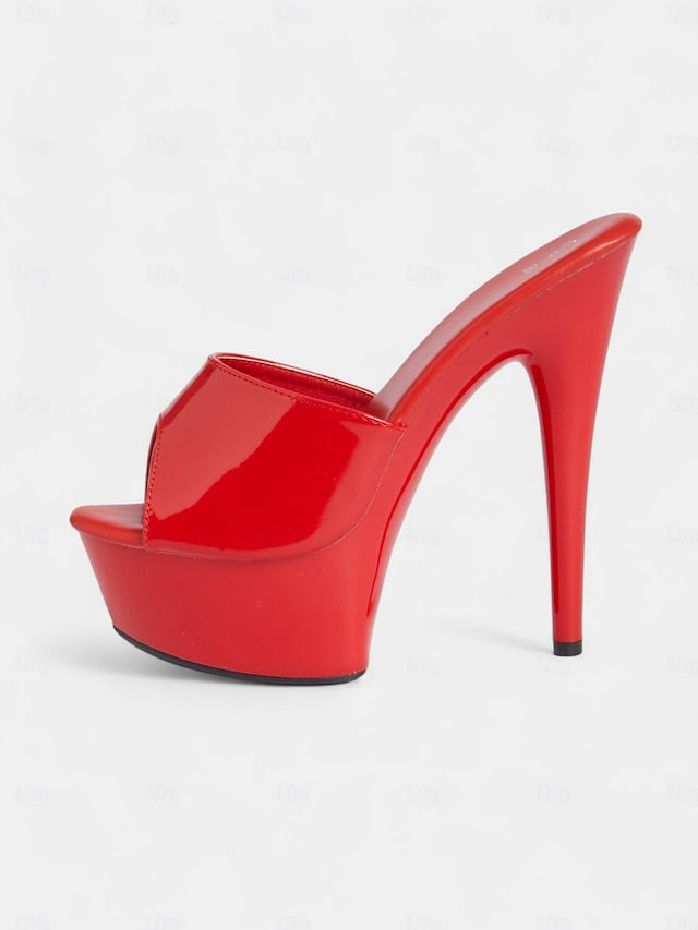 Platform Red Women's Leather with Patent Heels High