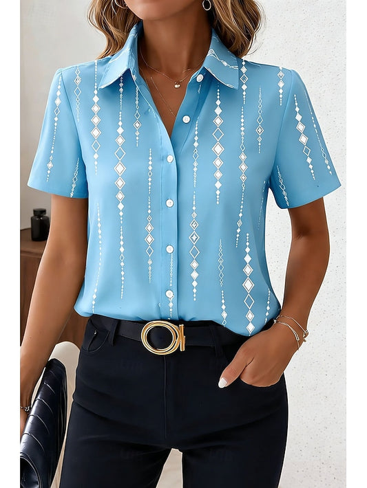 Women's Shirt Short Sleeve Graphic Geometric Vintage