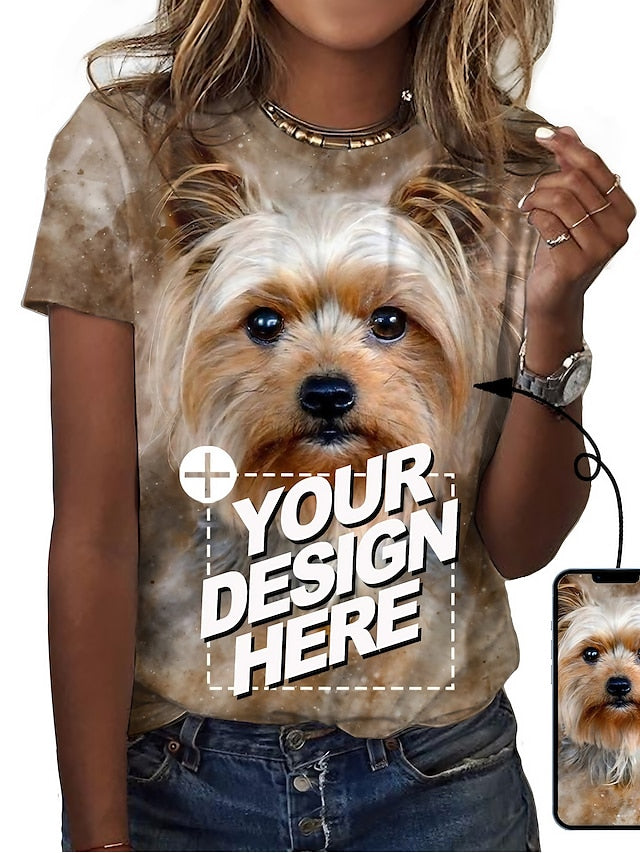 Women's T Shirt Print Dog Basic Short Sleeve Round Neck