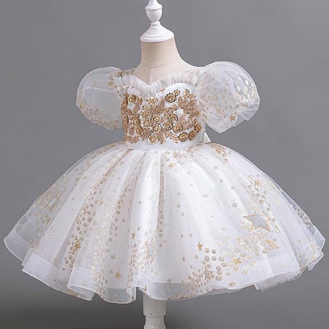 Girl Girls' Dress Sequin Floral Party Flower Kids