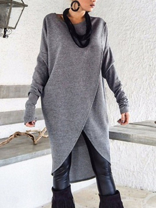 Women's Casual Dress Midi Dress Ruched Casual Crew Neck