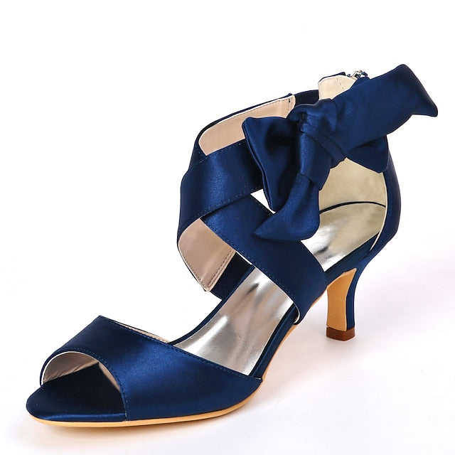 Open Shoes Wedding Women's Heel Kitten Bowknot Bridal