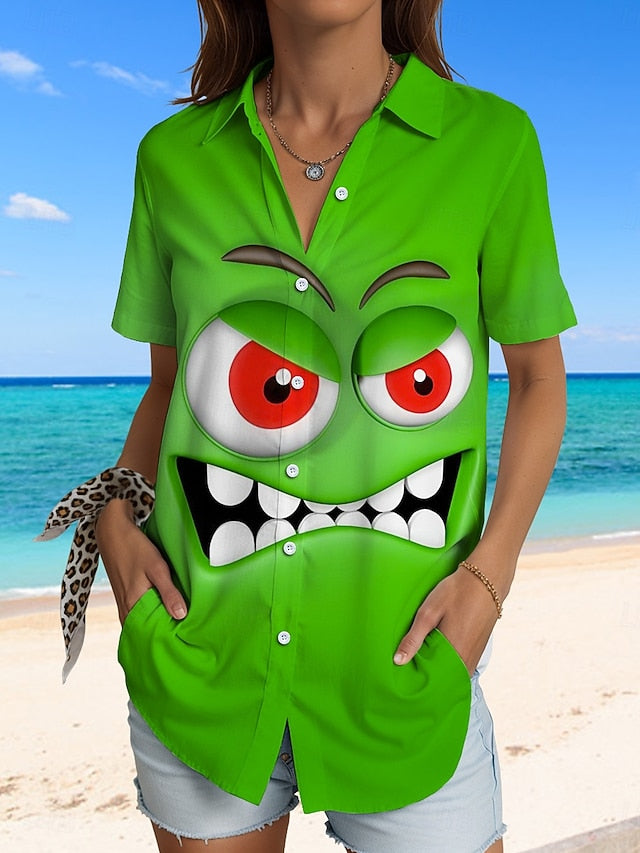 Women's Shirt Long Sleeve Button Down Blouse Graphic 3D