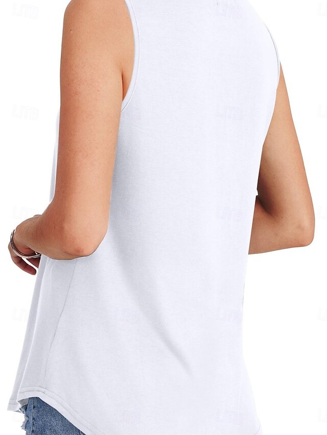 Women's Blouse Print Plain Active Casual Sleeveless Crew