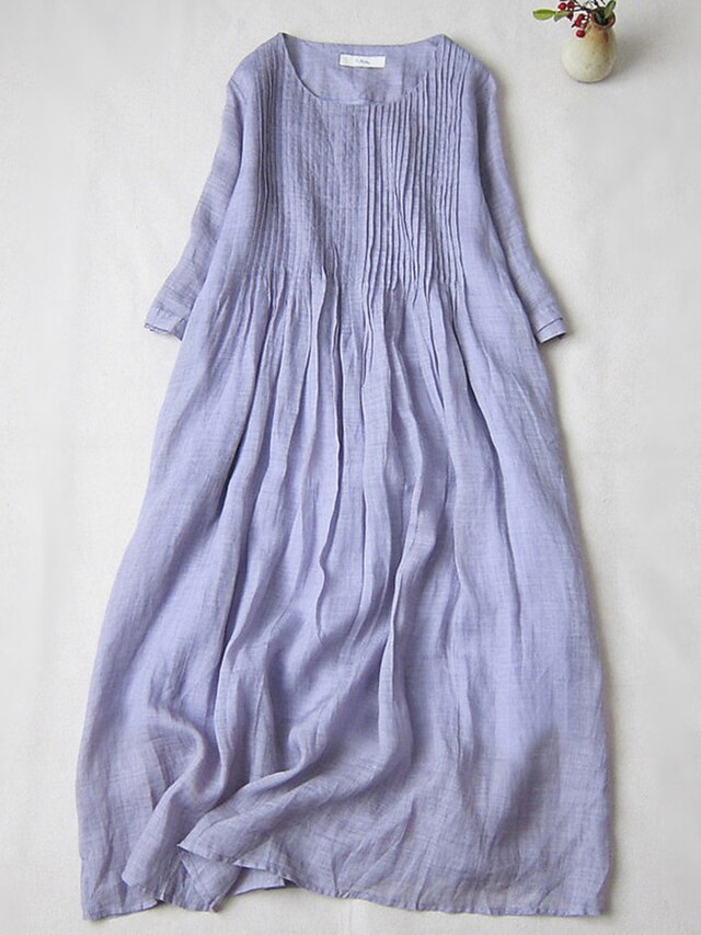 Women's White Pink Purple Summer Spring Midi Dress White