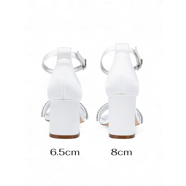 Rhinestone Satin Women's Purple Heel with Block Sandals