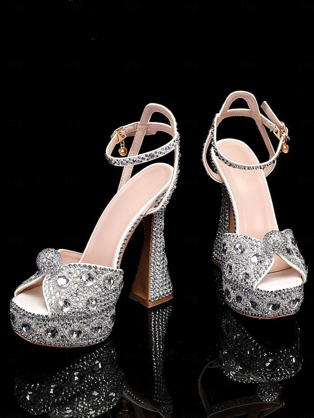 Glamorous Women's with Sandals Platform Crystal-Embellished