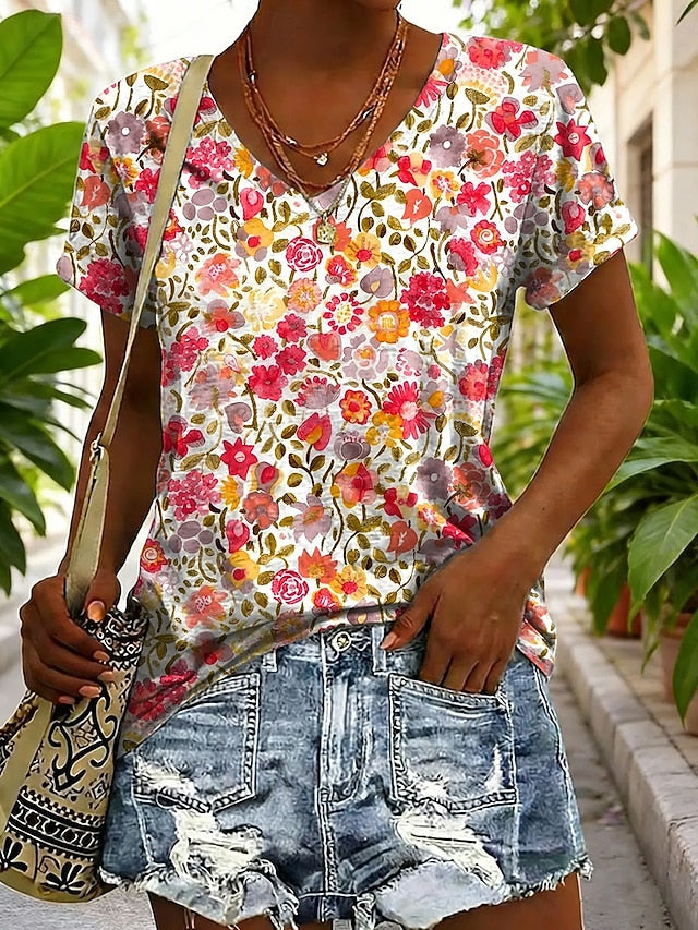 Women's T Shirt Print Graphic Geometric Abstract Vintage