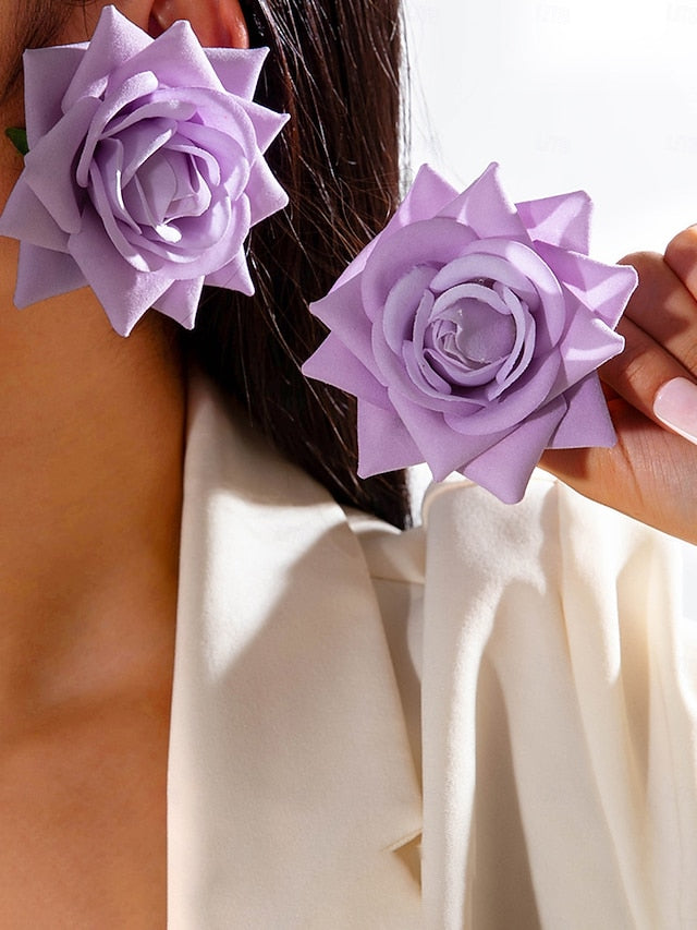 Floral Oversized Women's - Statement Earrings Drop Flower