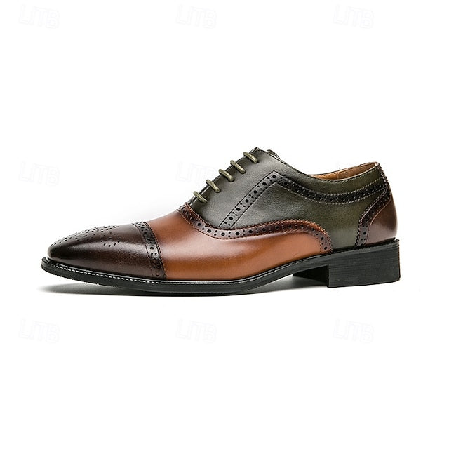 Oxford – and Leather Black Wingtip Shoes Faux Men's Brown