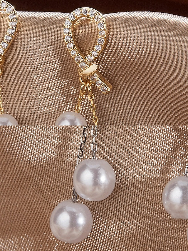 rhinestone earrings with imitation Women's pearl teardrop